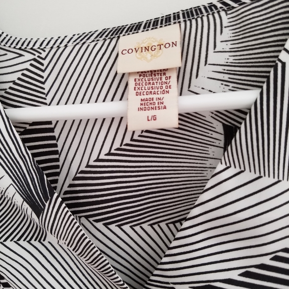 covington womens size large black and white  blouse - Picture 2 of 3